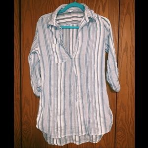 En Creme Oversized Striped Top